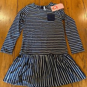 CR Kids navy blue dress with white & gray stripes size 6